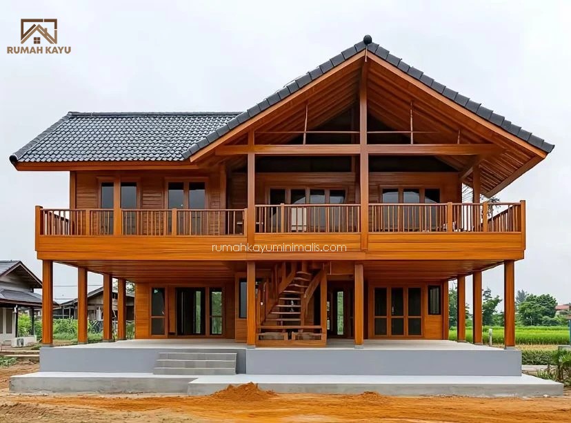Rumah Kayu Minimalis dengan Kayu Jati Tampil Modern, Tahan Lama, dan Ramah Lingkungan